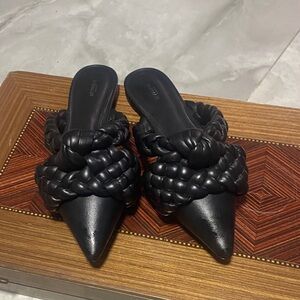 Alexandre Birman Black Braided Mules